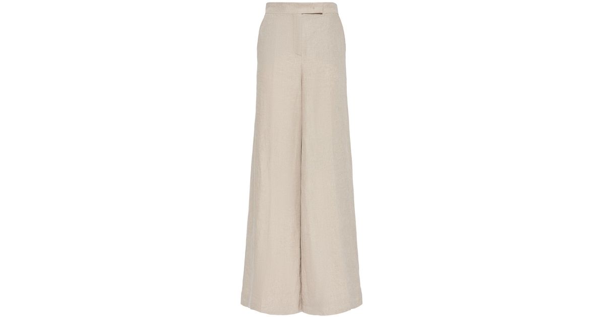 Max Mara Sequoia Linen Wide Pants in Natural | Lyst UK