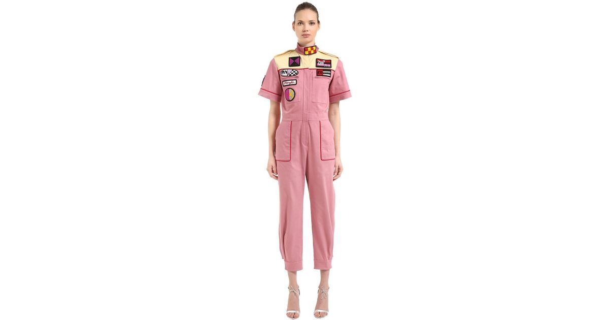 Miu Miu Rally Patch Jumpsuit in Pink & Purple (Pink) - Lyst