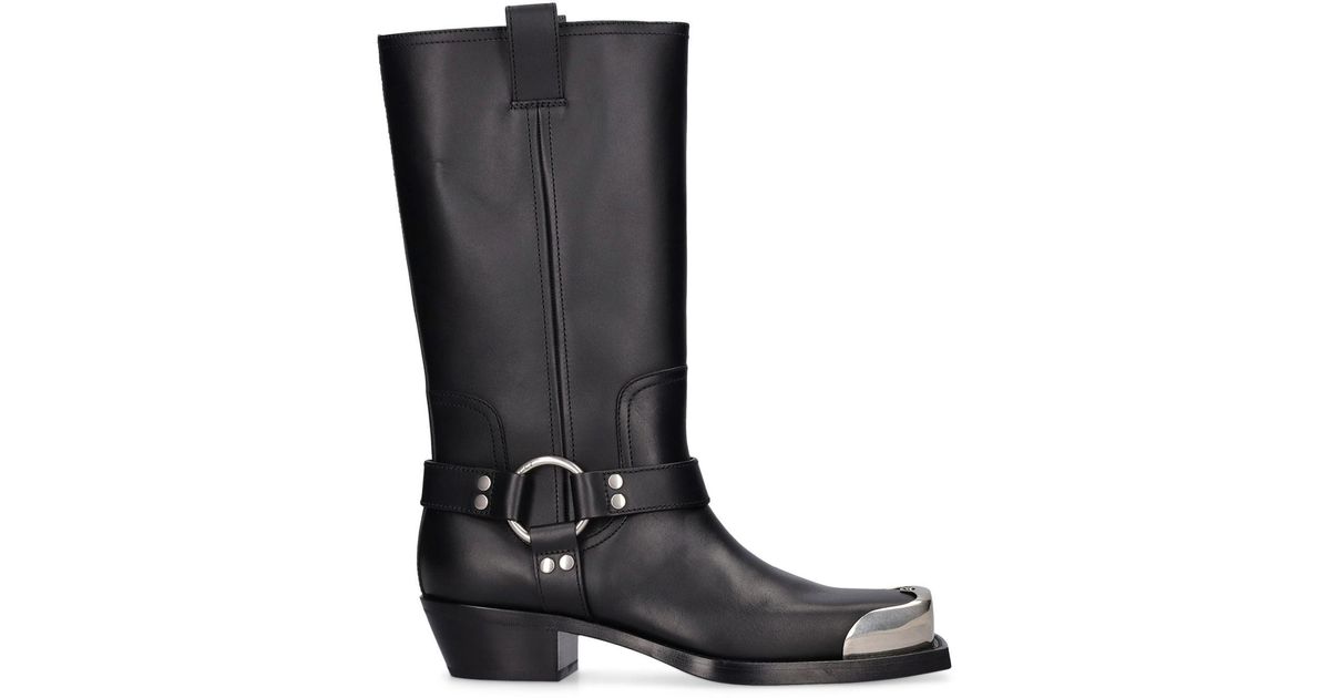 Gucci Opal Interlocking G Leather Cowboy Boots in Black for Men Lyst