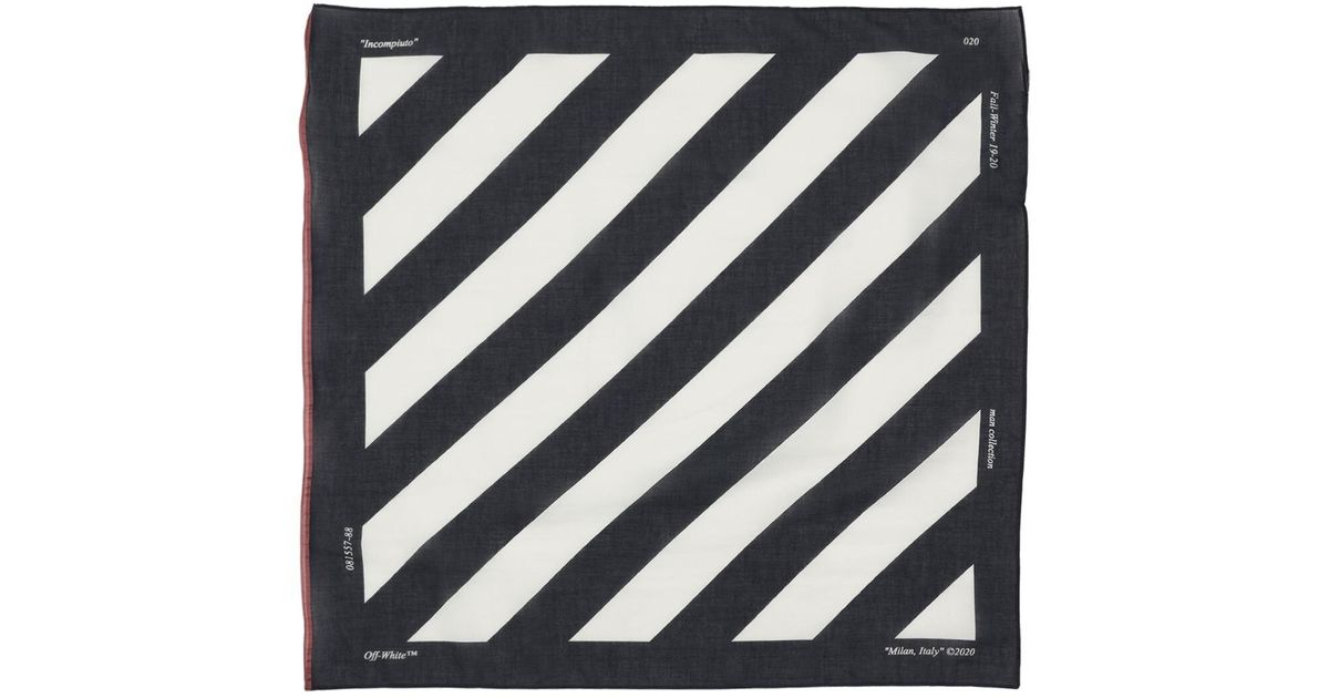 Off-White c/o Virgil Abloh Diagonal Stripe Cotton Blend Bandana in Black |  Lyst