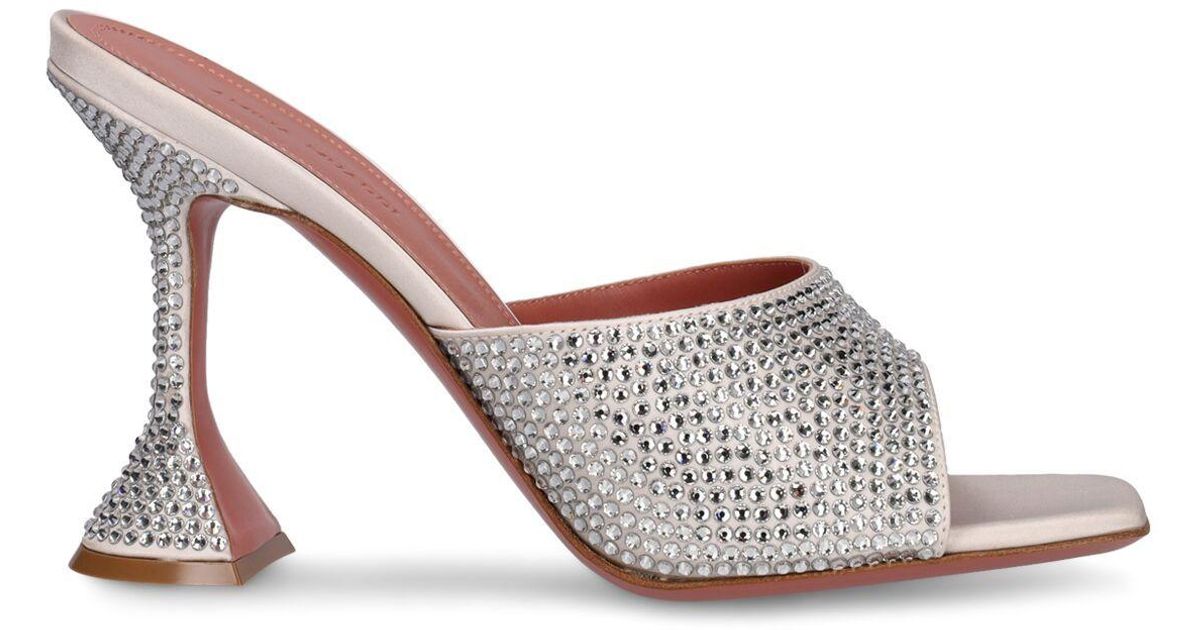 AMINA MUADDI 95mm Lupita Crystals Mule Sandals in Metallic | Lyst