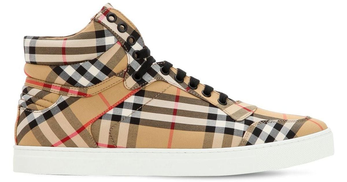Burberry Cotton Vintage Check Canvas High Top Sneakers for Men - Lyst
