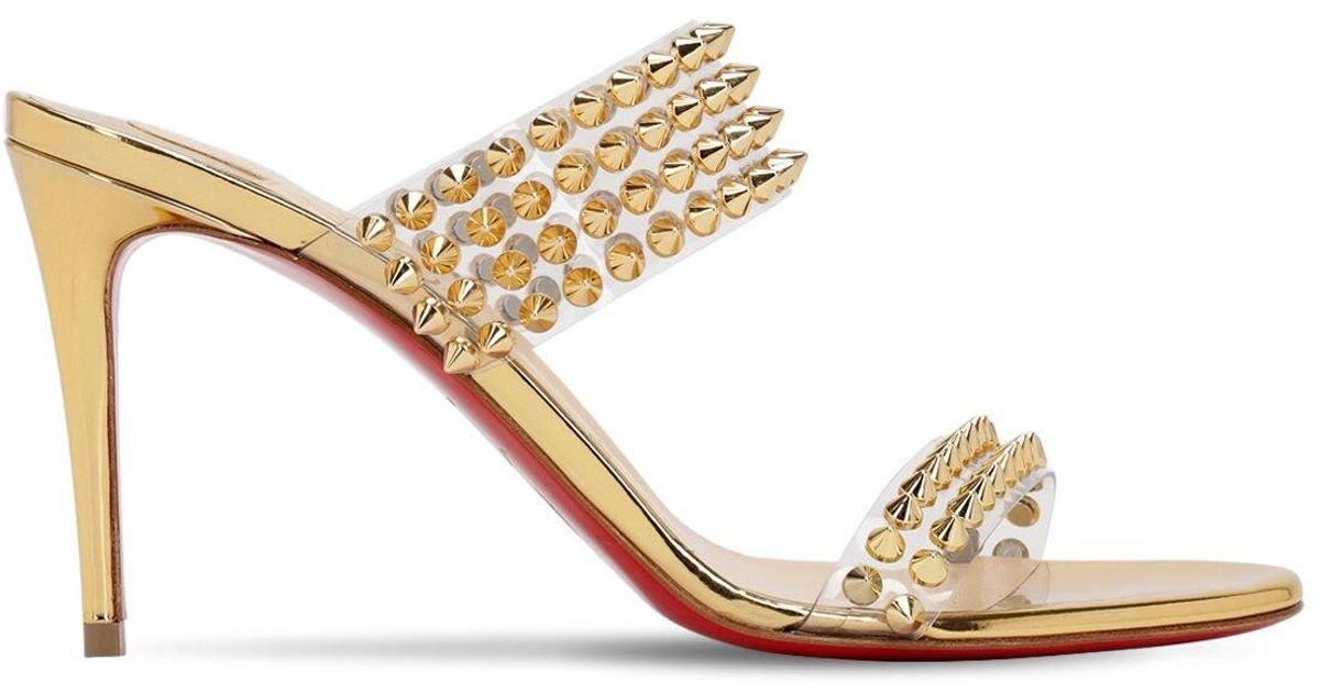 Christian Louboutin 85mm Spikes Only Plexi & Leather Sandals in Gold ...