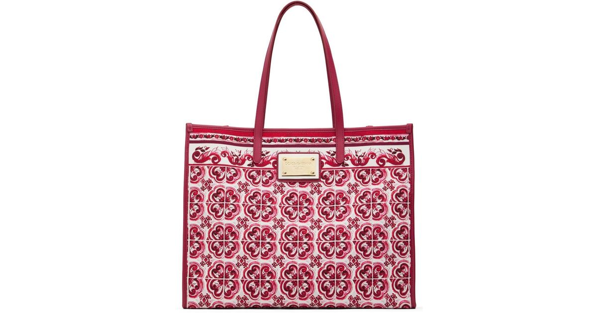 Dolce & Gabbana Large Azulejos Canvas Tote Bag in Red Lyst