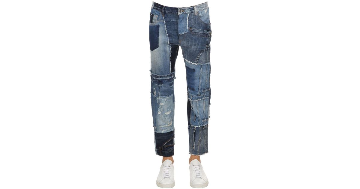 Dolce & Gabbana Baggy Patchwork Denim Jeans in Blue for Men | Lyst