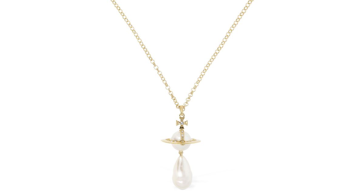Vivienne Westwood Giant Faux Pearl Drop Pendant Necklace in Metallic | Lyst