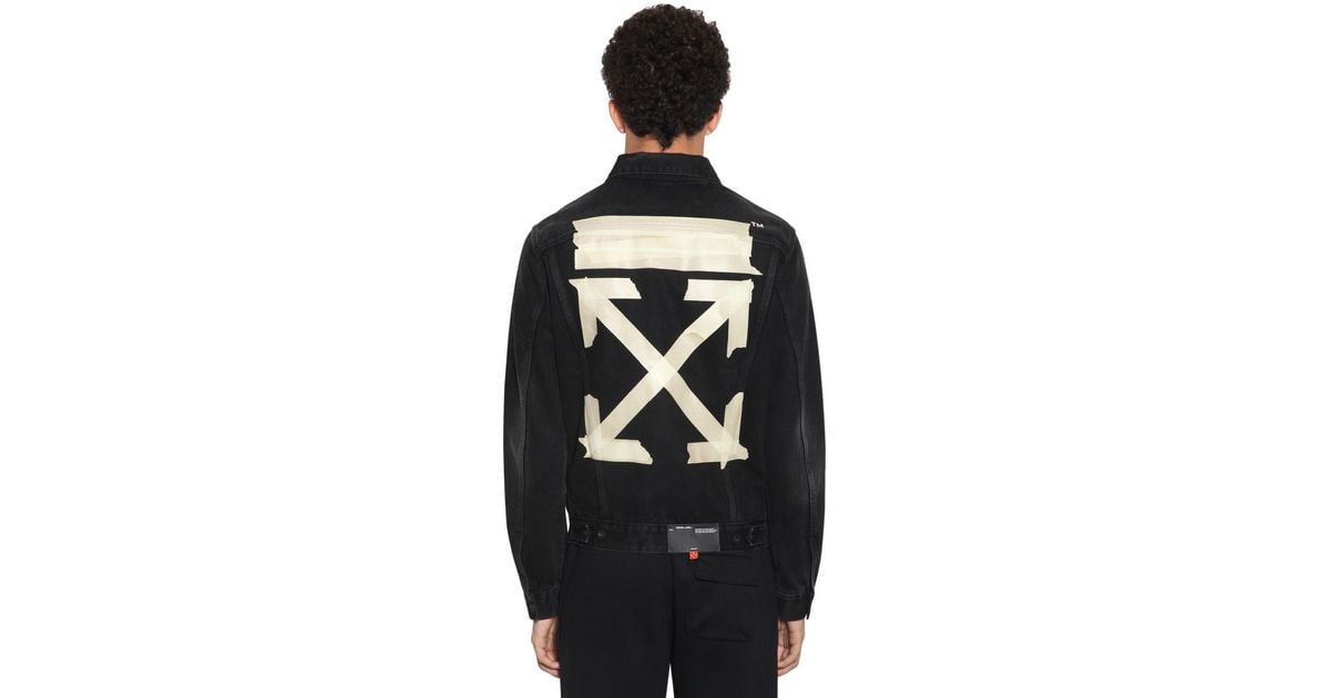 Off-White c/o Virgil Abloh Tape Arrows Slim Denim Jean Jacket in Black for  Men | Lyst