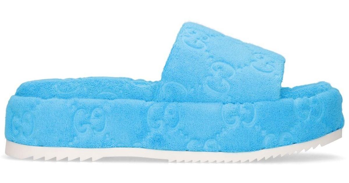 Gucci 60mm Angelina Terry Cloth Wedges in Neon Blue (Blue) Lyst UK