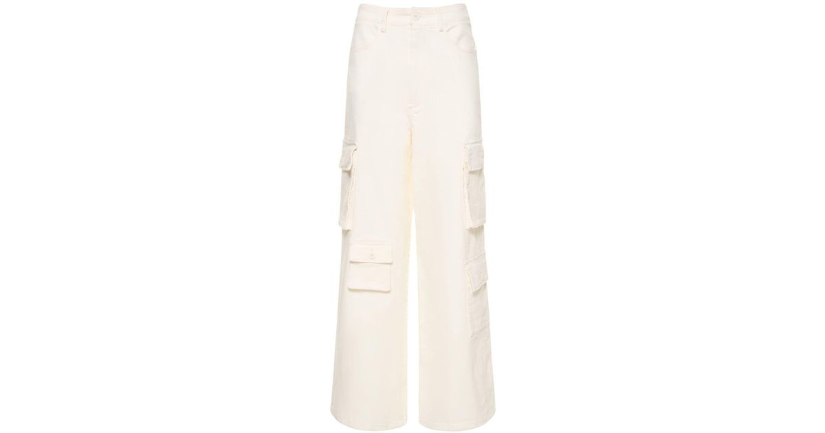 Frankie Shop Hailey Cotton Denim Cargo Pants in White | Lyst