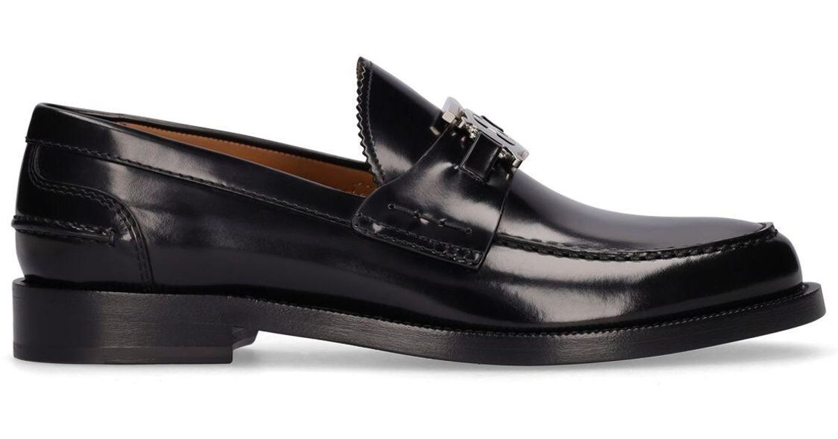 Burberry Fred Tb Metal Leather Loafers in Black for Men | Lyst