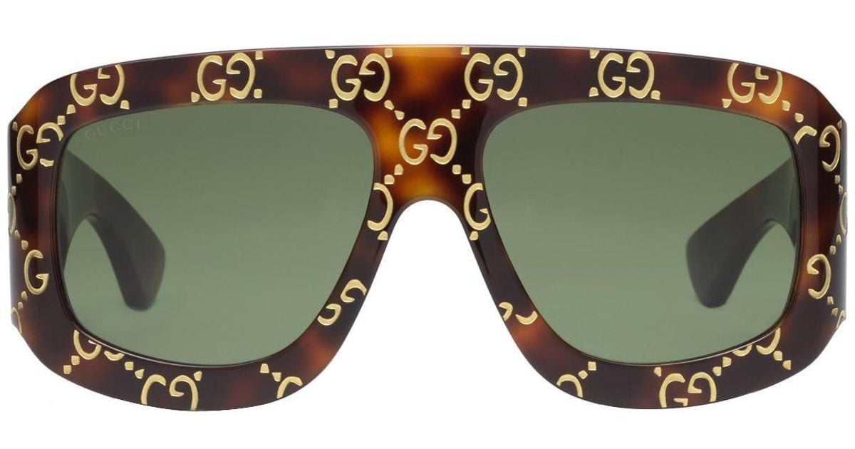 Gucci Gg Logo All Over Acetate Sunglasses in Green for Men | Lyst