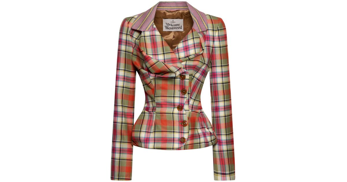 ジャケット VIVIENNE WESTWOOD DRUNKEN JACKET WITH TARTAN WOOL PATTERN Vivienne Westwood Drunken Wool Tartan Jacket in Brown | Lyst