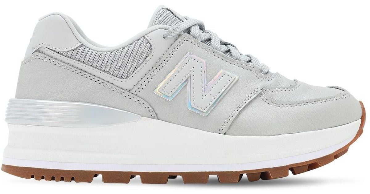 New Balance Leather 574 Platform Sneakers in Grey (Gray) | Lyst