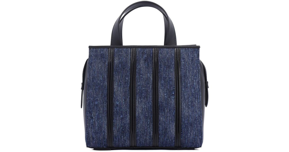 Max Mara Whitney Denim & Leather Top Handle Bag in Blue | Lyst Australia