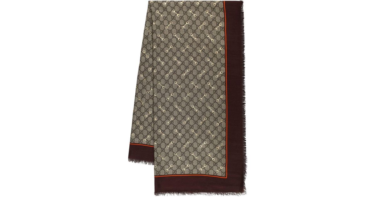 【GUCCI】GG PRINT WITH HORSEBITS MODAL SHAWL◆6625773GA40 Gucci Gg Print With Horsebits Modal Shawl In Beige | ModeSens