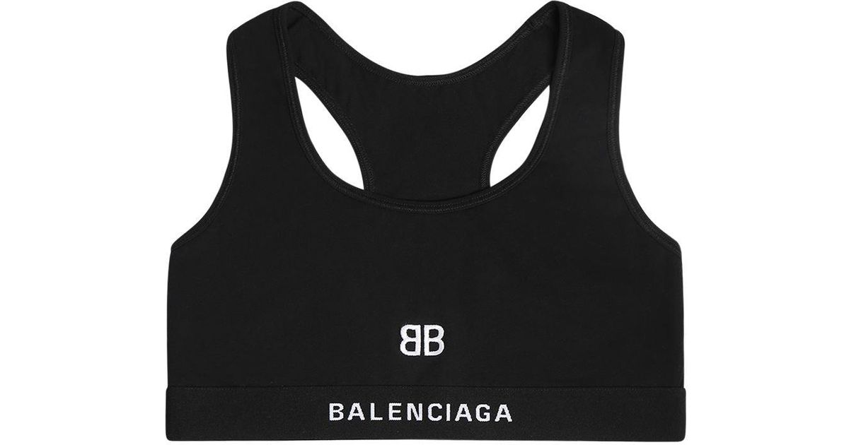 Balenciaga Cotton Jersey Sports Bra in Black - Save 15% | Lyst