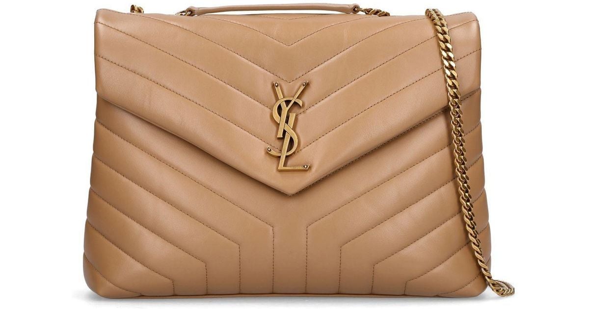 Saint Laurent Medium Loulou Yquilted Leather Bag in Brown Lyst
