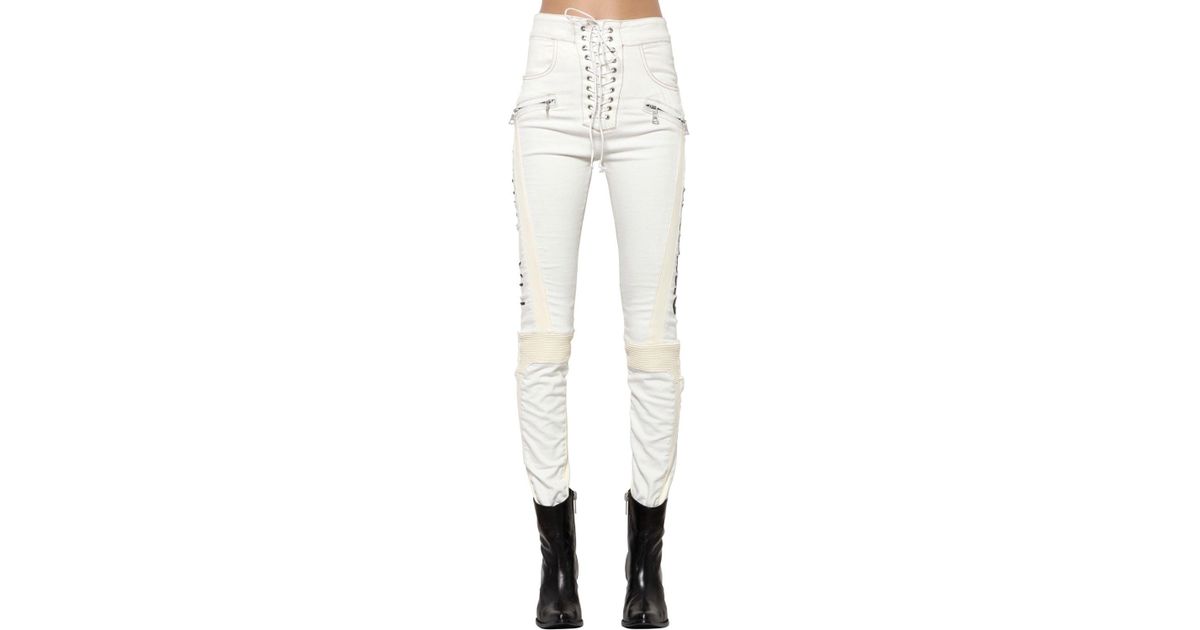 lace up leather jeans
