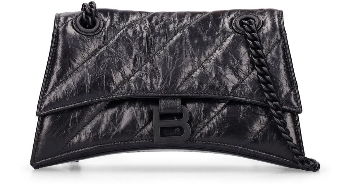 Balenciaga Small Crush Chain Quilted Leather Bag in Black Lyst UK