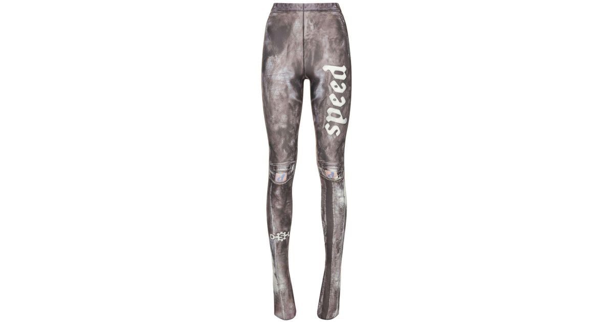 DIESEL P-koll-g Printed Mesh leggings in Gray