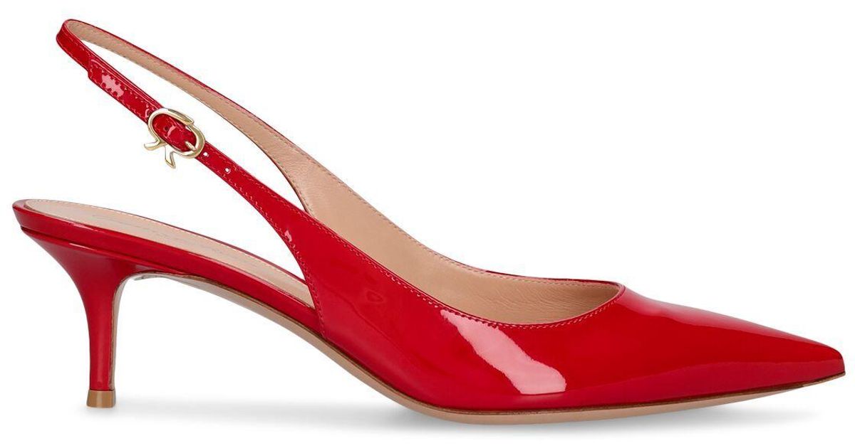 Gianvito Rossi 55mm Ribbon Patent Leather Pumps in Red Lyst