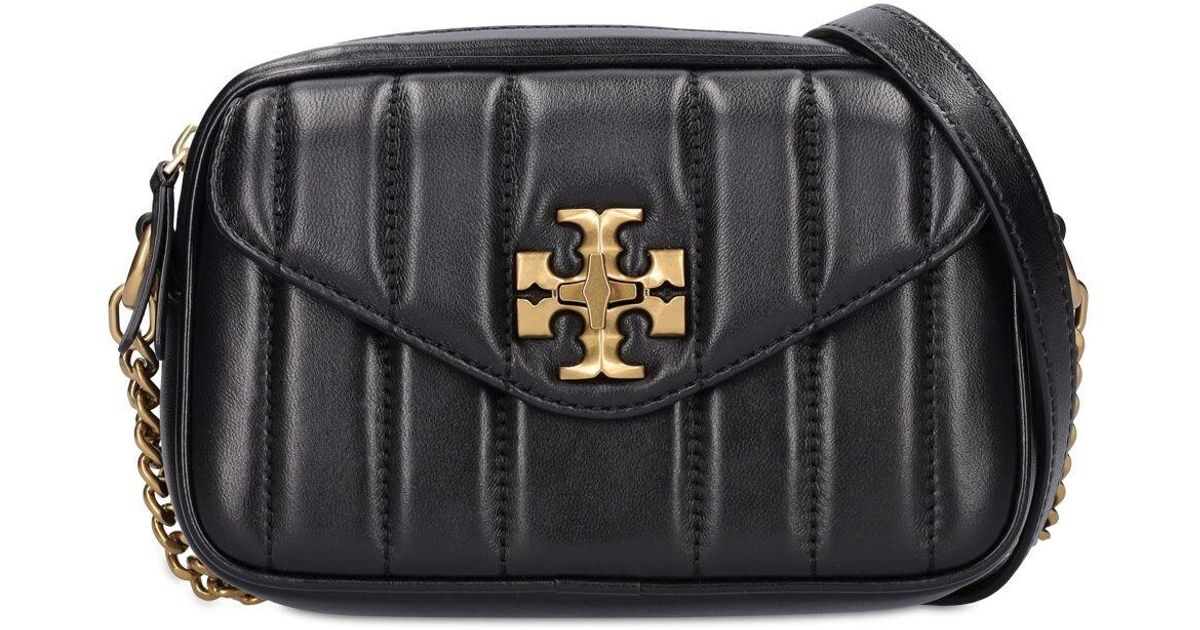 Tory Burch Mini Kira Leather Camera Bag in Black | Lyst UK