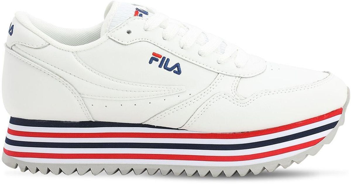 Fila Leather Orbit Zeppa Stripe Wmn Sneakers in White/Stripe (White) - Lyst