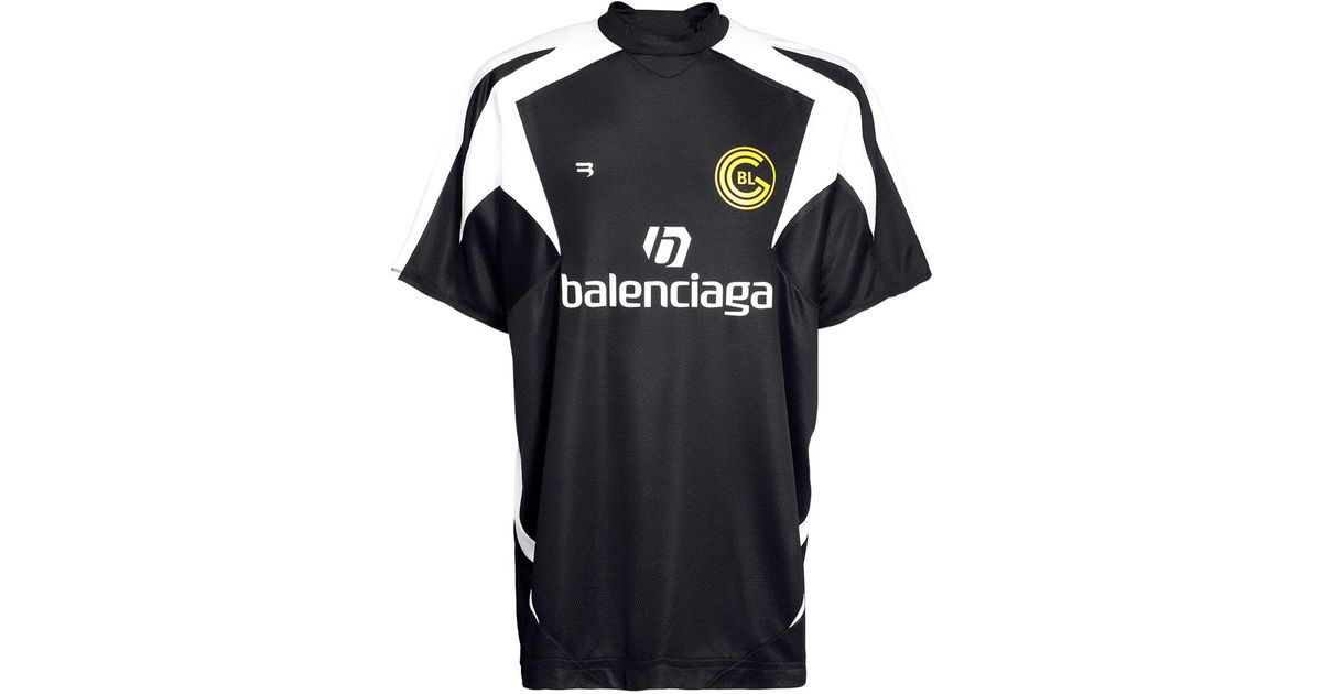 Balenciaga Two Tone Logo Mesh Football Jersey in Black for Men | Lyst
