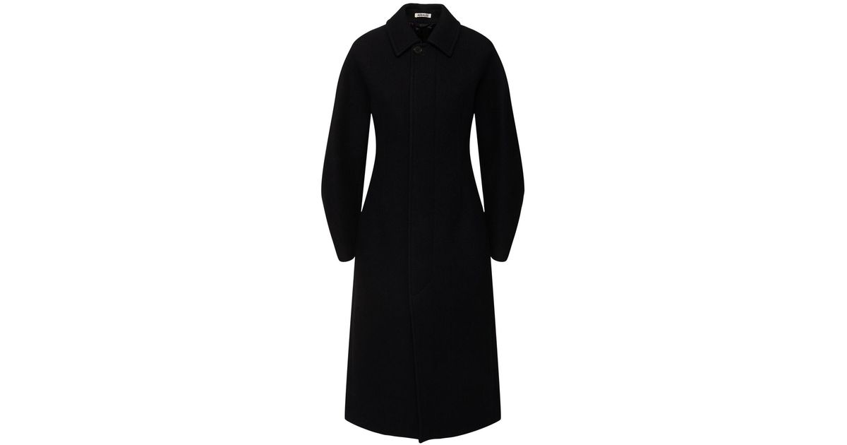 AURALEE Sponge Wool Melton Coat in Black | Lyst AURALEE Sponge Wool Melton Coat in Black | Lyst