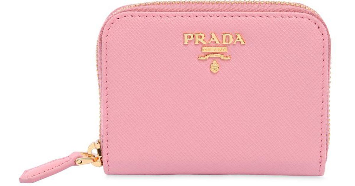 PRADA Saffiano Chain Long Wallet Leather Pink 1ZH029 Purse