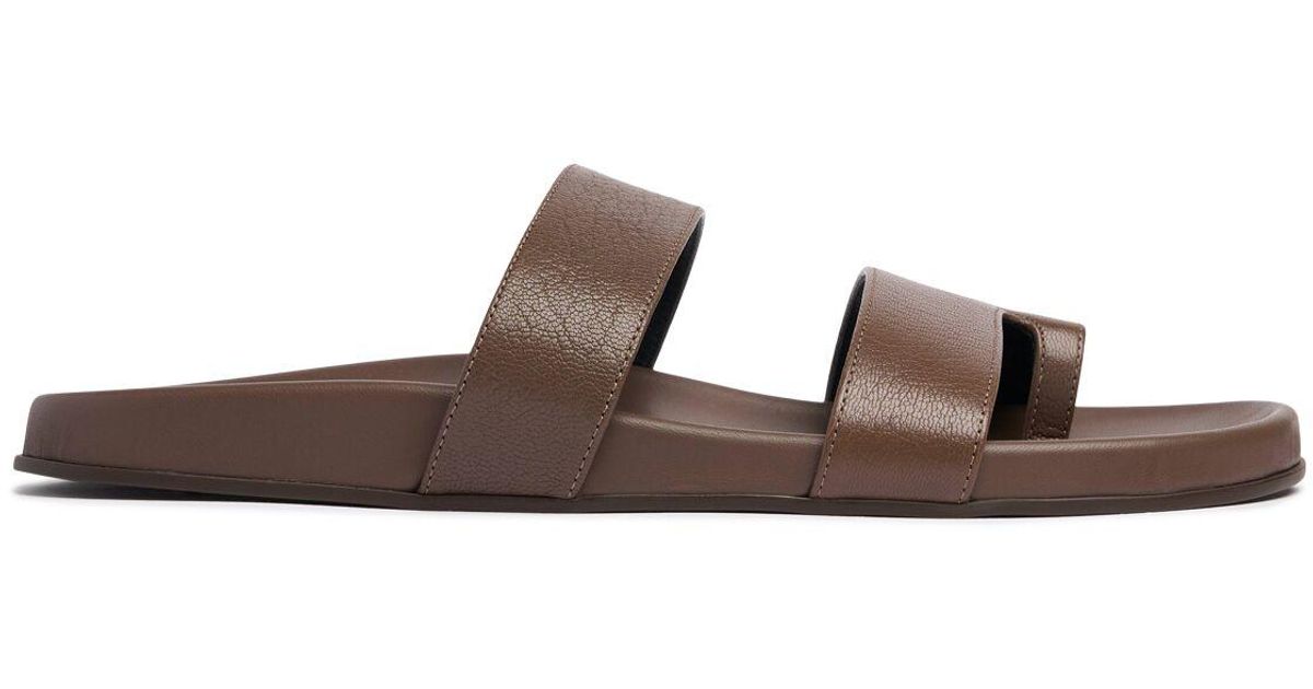 【THE ROW】ザ・ロウ Hugh レザーサンダル ブラウン Hugh Sandal Brown in Leather – The Row