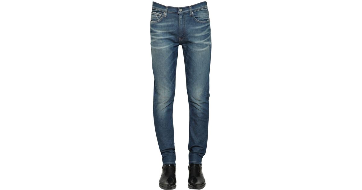 Calvin Klein Ckj 026 Slim Denim Cuff Up Logo Jeans in Blue for Men - Lyst