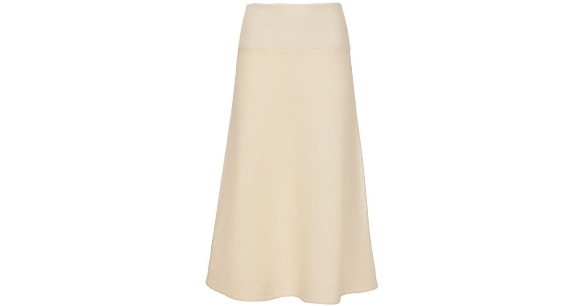 Jil Sander Brushed Wool Blend Midi Skirt in Ecru (Natural) | Lyst