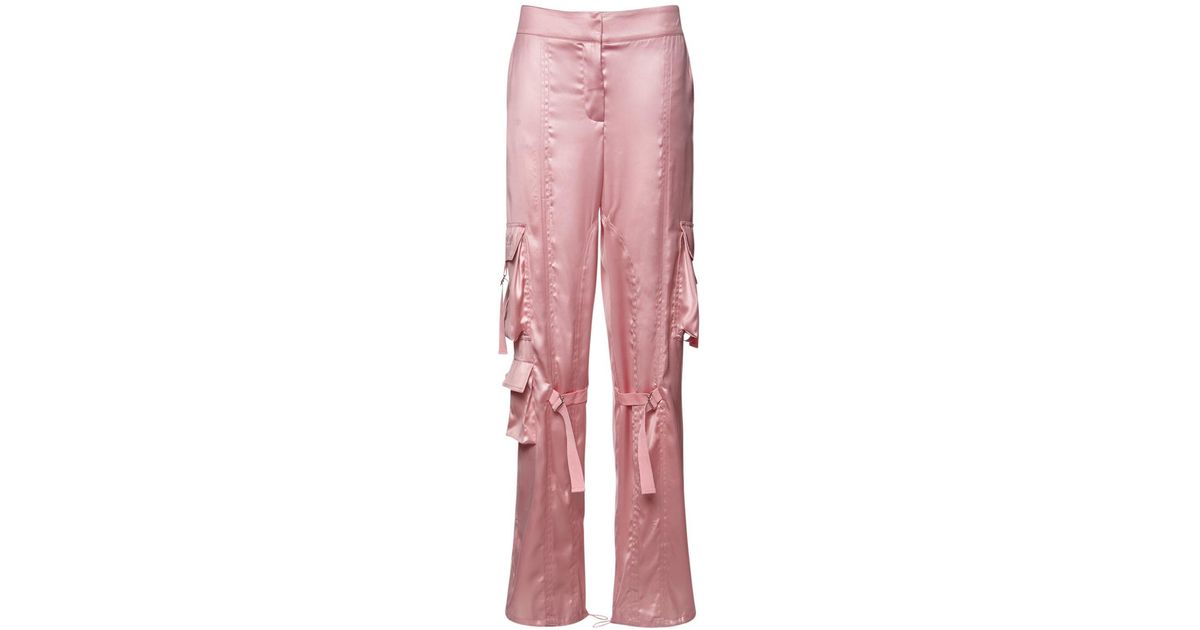Blumarine Chintz Satin Wide Cargo Pants in Pink - Lyst