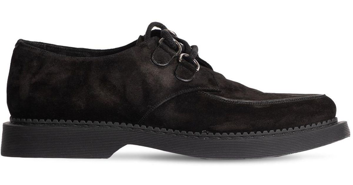 Saint Laurent Teddy Suede Derby Shoes in Black for Men - Lyst