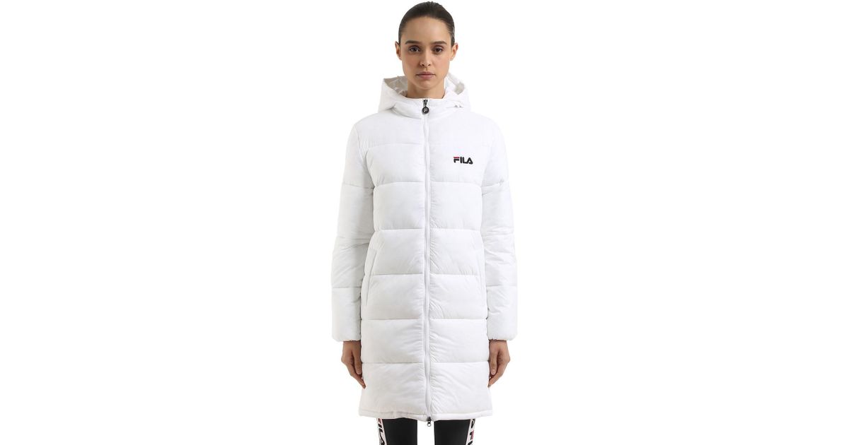 Fila Synthetic Zia Hooded Nylon Puffer Coat in White - Lyst