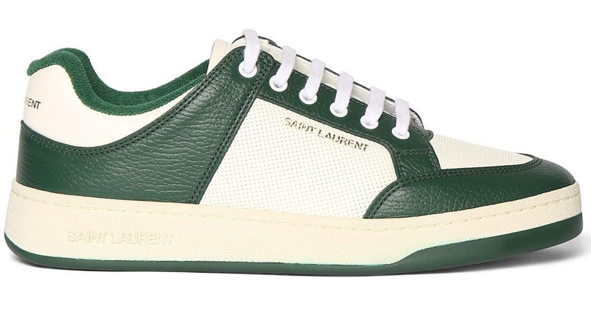Saint Laurent Sl/61 00 Leather Sneakers in White/Green (Green) for Men ...