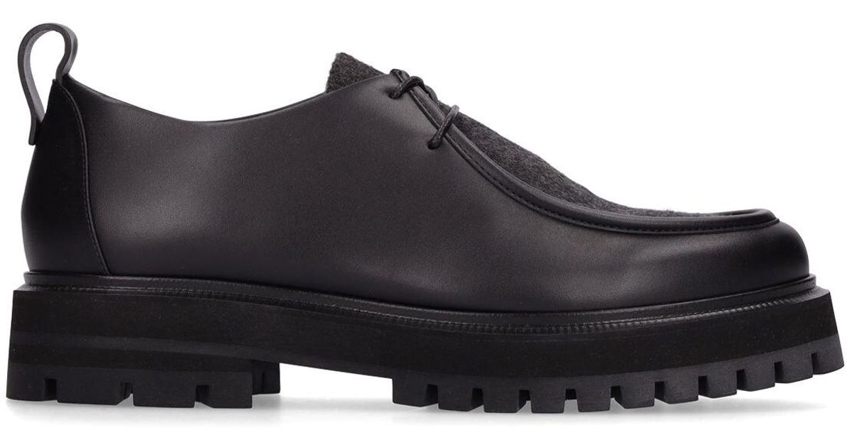 Loro Piana 40mm Lomond Leather & Cashmere Shoes in Black/Grey (Black ...