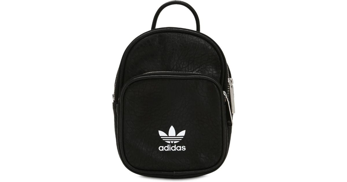 adidas Originals Leather Look Mini Backpack In Black - Lyst