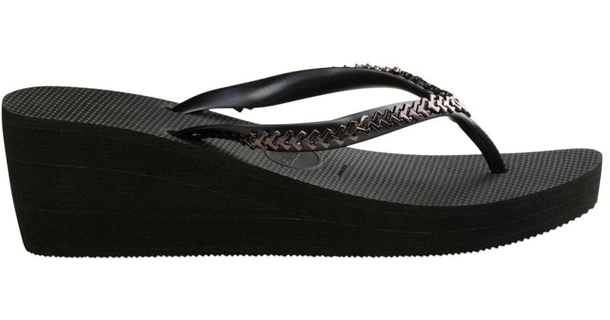 Sandalias flip flops de goma con cuña 40mm Havaianas de color Negro | Lyst