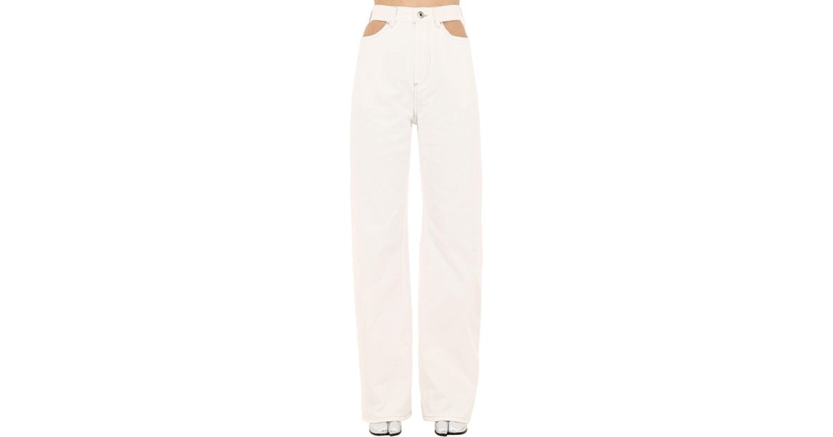 white cut out jeans