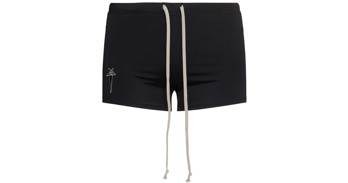 【Rick Owens × Champion】 SWIM TRUNK Rick Owens Champion Swim Trunks in Black for Men | Lyst