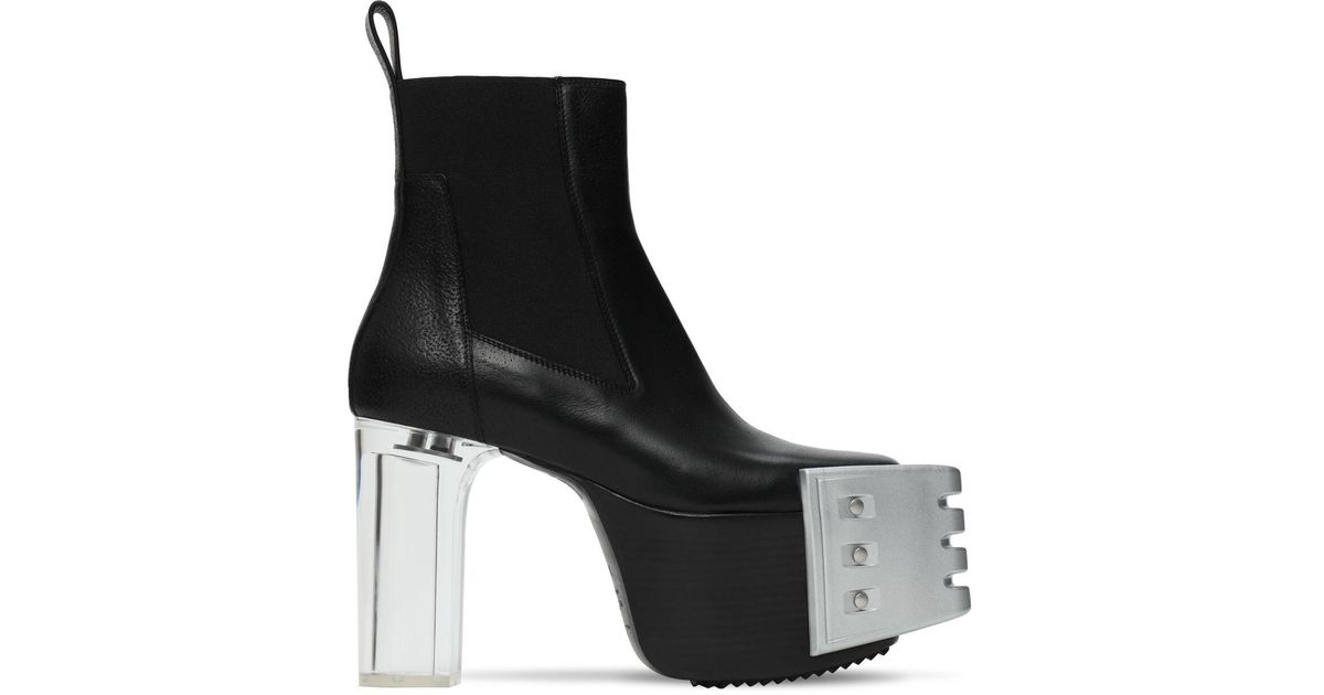 Rick Owens 115mm Kiss Leather Ankle Boots in Black | Lyst
