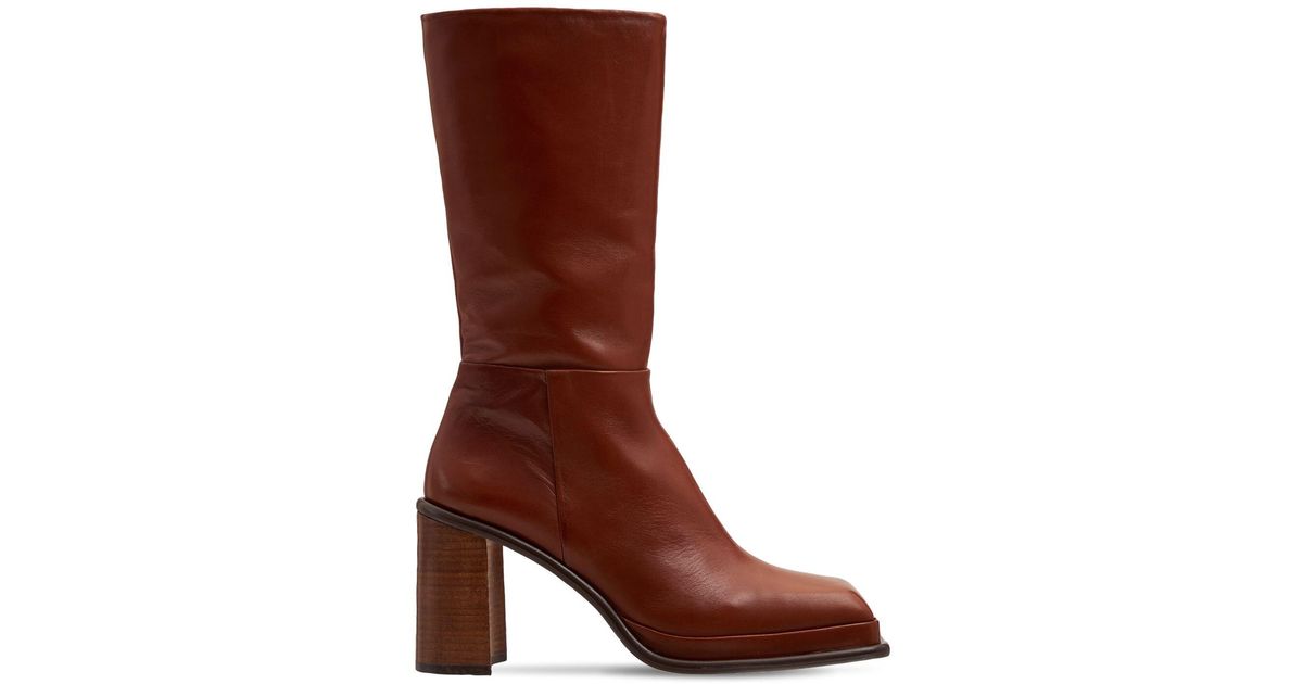 Miista 85mm Abril Leather Boots in Brown | Lyst