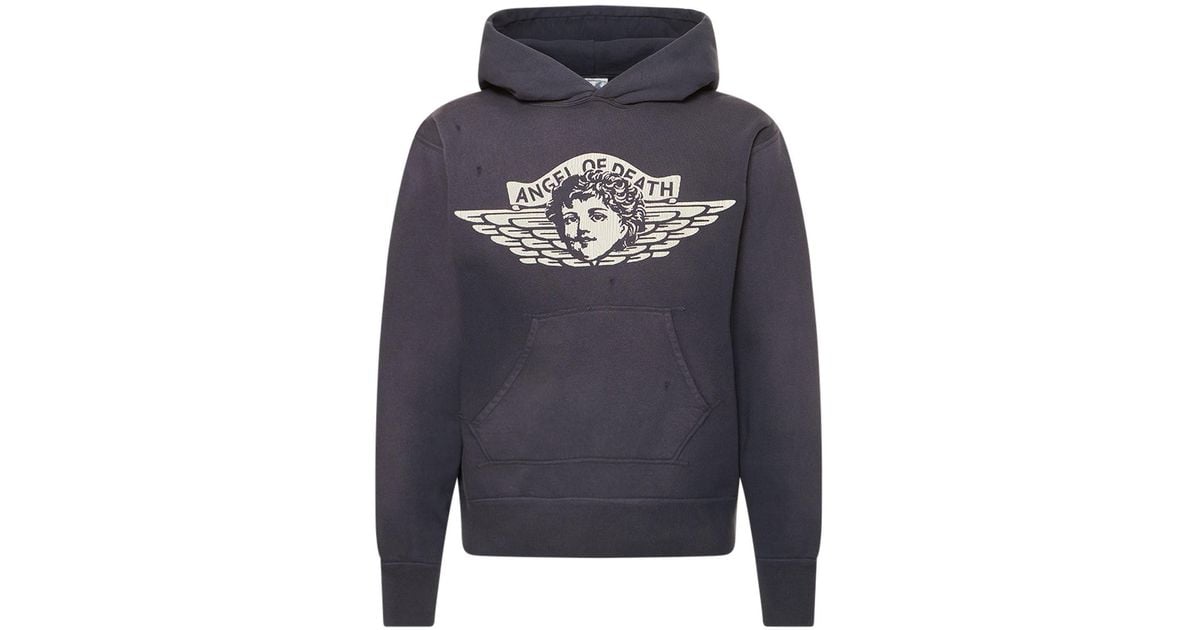 Saint Michael Angel Of Death Printed Hoodie in Gray for Men Saint Michael Angel Of Death Printed Hoodie in Gray for Men