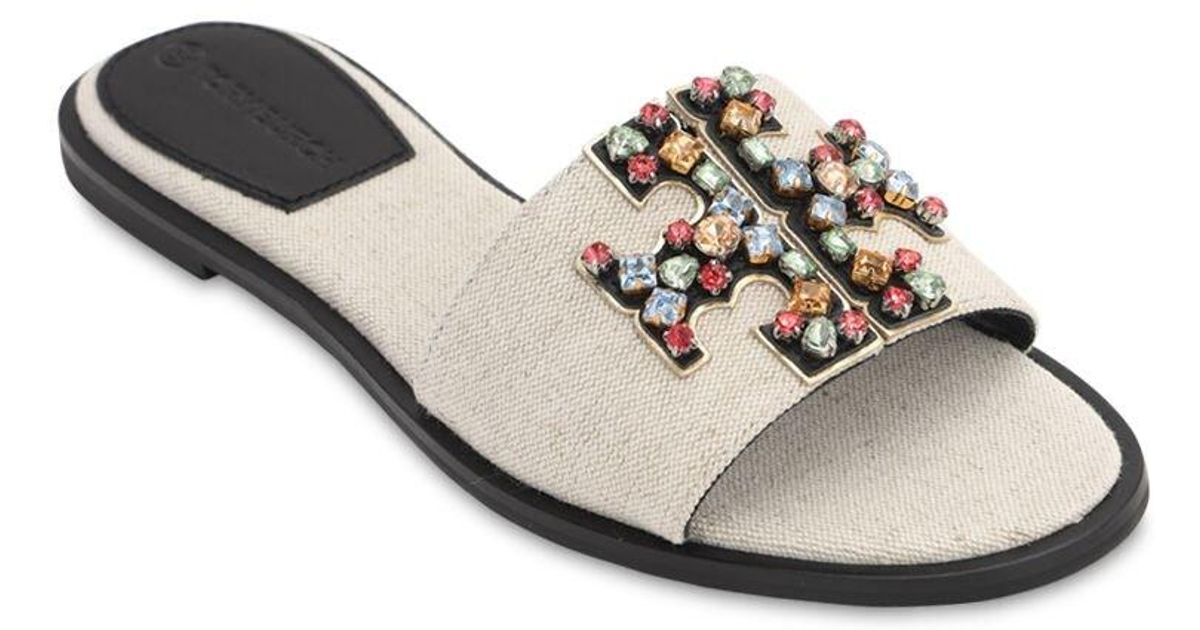 tory burch ines embellished leather slides