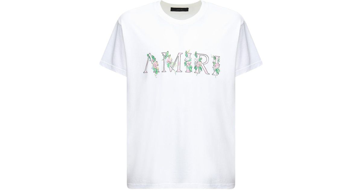 Amiri Floral Logo Print Cotton Jersey T-shirt in White for Men | Lyst