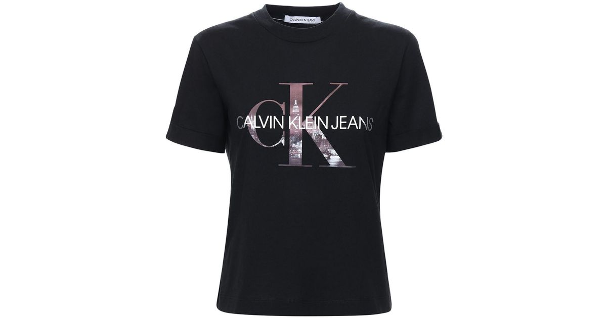 Calvin Klein New York Logo Cotton Jersey T-shirt in Black - Lyst