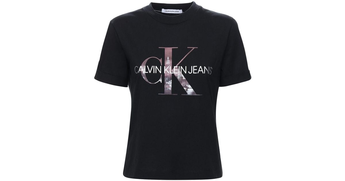 Calvin Klein New York Logo Cotton Jersey T-shirt in Black - Lyst