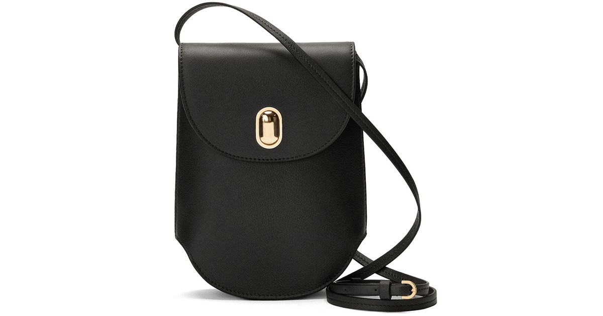 SAVETTE Tondo Pouch Leather Shoulder Bag in Black | Lyst